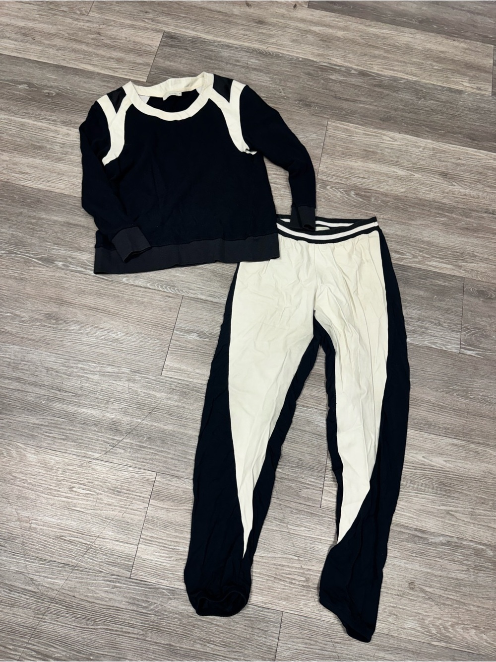 TOWNSEN Black and White Two-Tone Track Pants & Sweat Top Set
